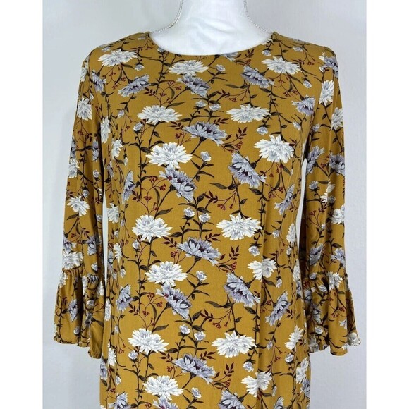 Old Navy Gold Floral Mini Shift Dress Size XS (0/2) - Picture 9 of 12